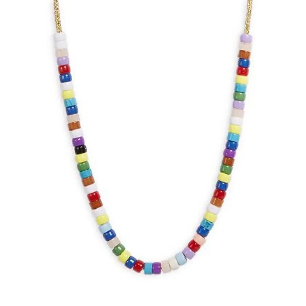 AQUA Women's Multicolor Beaded Camp Necklace Gold Tone New